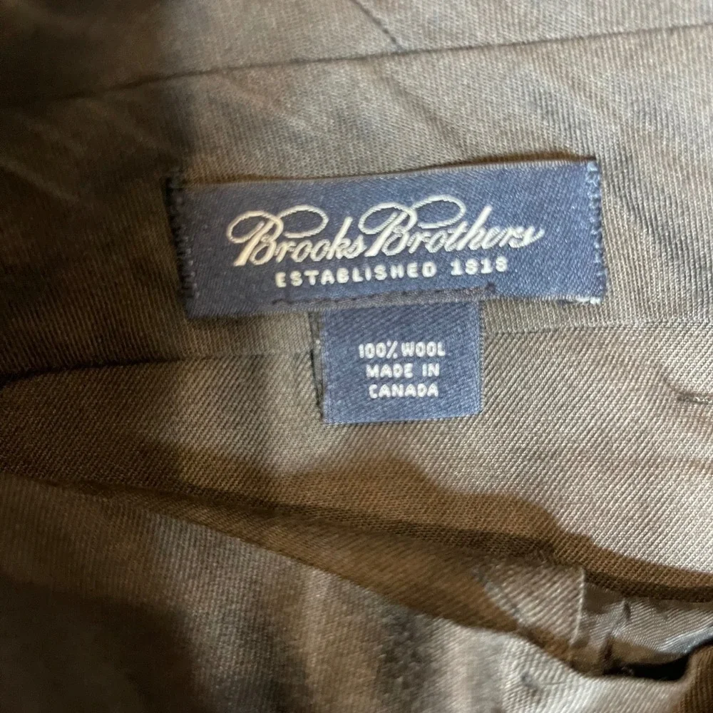 Vintage Brooks Brothers Mens 38x28 Pleated Wool Trousers Olive Brown Made Canada